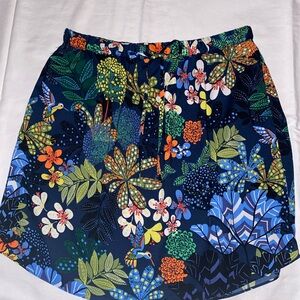 LOFT Blue and Green Floral Skirt